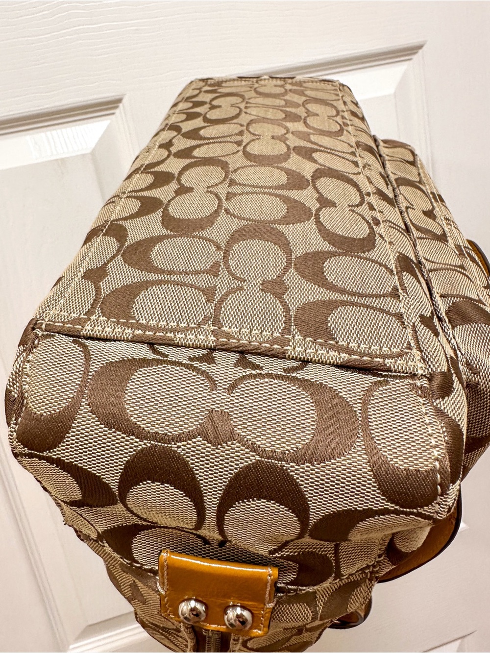 Coach Soho Buckle Dome Satchel Signature Jacquard Patent Leather Trim Bag - Picture 14 of 16